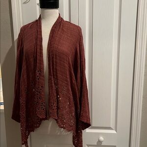 Free People Rusty Openfront Eyelet Hem Jacket
